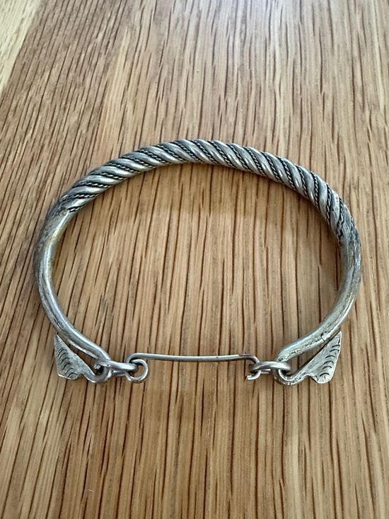 Jewelry - Antique Asian Twisted Rope Detail Silver-Tone Cuff Bracelet